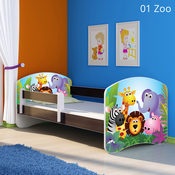 Dječji krevet ACMA s motivom, bočna wenge 140x70 cm - 01 Zoo