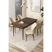 Hanah Home Set Trpezarijski sto i 4 stolice Arp, Krem-braon