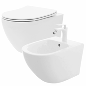 Komplet: Carlo Flat Mini WC školjka brez oboda + Carlo Mini Bidet