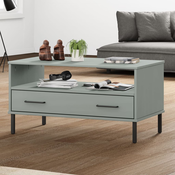 Stolic za kavu s metalnim nogama sivi 85x50x45 cm drveni OSLO
