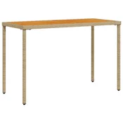 Vidaxl Vrtna miza z leseno akacijevo ploščo bež 115x54x74 cm PE ratan