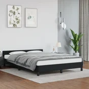 shumee vidaXL Posteljni okvir z vzglavjem brez vzmetnice, črne barve, 140x190 cm