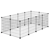 springos Prostor za gibanje, telovadna kletka za živali 143x71x46 cm, prenosna ograja, domača hišica za psa in zajca, črna., (5000218148)