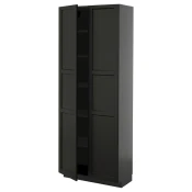 METOD Visoki element s policama, Crnosiva/Lerhyttan crno bajcovano, 80x37x200 cm