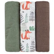 PETITE & MARS Komplet plenic bambusova muslinova 3ks Moussy Forest Fox 68 x 68 cm
