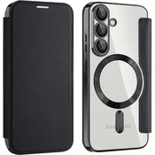 GS Ovitek za Samsung Galaxy S25+ Plus z RFID denarnico MagSafe in zaščito kamere, črn