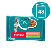 Purina ONE SterilCat vrecice za macke, mini fileti s puretinom, lososom, mrkvom i zelenim grahom u soku, 24x 85 g