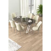Hanah Home Set Trpezarijski sto i 6 stolica Lai, Krem