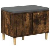 Vidaxl Haldna klop z blazino z vrati Dimljeni Hrast 60 x 38 x 46 cm