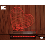 Black Cut 3D Lampa Love Srce Crvena