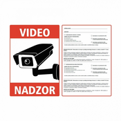 Nalepka VIDEONADZOR A5 (190x133) rdeča + 77. in 78. člen ZVOP-2