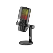 INF USB kondenzatorski mikrofon z RGB, brez zakasnitve in 3.5mm vhod Black, (5000289893)