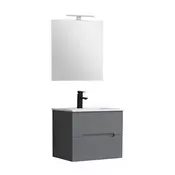 Trent kopalniško pohištvo 60 cm keramični umivalnik (2 predala) z ogledalom 60x80 cm antracitno siva