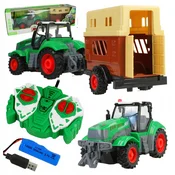 [paczb] Traktor na daljinsko upravljanje s prikolico za živali LED Z1190