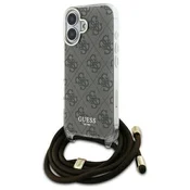 slomart Etui Guess Crossbody Cord 4G Print z vrvico za iPhone 16 - rjavo