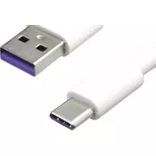 MobilNET Type-C super hitro polnilen podatkovni kabel 5A 1m Bela (ECO embalaža)