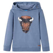 Greatstore Otroški pulover s kapuco moder melanž 92