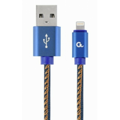 GEMBIRD CC-USB2J-AMLM-1M-BL Gembird Premium jeans (denim) 8-pin cable with metal connectors, 1m, blue