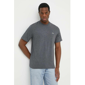 Bombažna kratka majica Lacoste moški, siva barva
