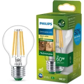 Philips LED E27 Normal A60 4W (60W) prozorna 840lm zatemnitev 2700K energijski razred A