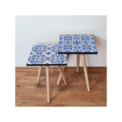 Hanah Home Sklapajuci Stocic 2 Komada 2SHP409 - Navy Plavo