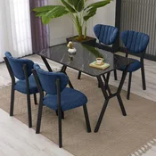 Hanah Home Trpezarijski sto i stolice Elma, Plavo-crni