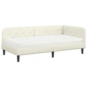 Vidaxl Kotna postelja krema 90 x 190 cm Žamet