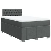 Vidaxl Box spring postelja z vzmetnico temno siva 120x190 cm blago