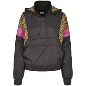 Urban Classics Curvy Prehodna jakna Ladies AOP Mixed Pull Over Jacket, črna