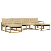 Set vanjskih sofa s jastukom 6 pcs Bijela i bež