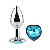 Diamond Heart Butt Plug Medium Blue