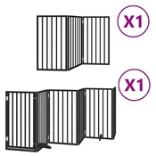Vidaxl Ograda za pse z vrati zložljiva 9 panelov črna 450 cm les