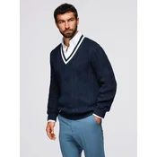 Ombre Knitted monochrome mens viscose cardigan - navy blue