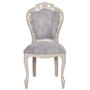 Casa Padrino luxury baroque dining room chair gray/high gloss beige 49.5 x 57 x H. 102.5 cm - Baroque style kitchen chair - Magnificent luxury dining room furniture in baroque style