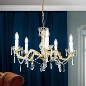 ORION Luster Marie Claire Crystal Glass s pet svjetala - Dnevni boravak/blagovaonica - mesing, jantar, prozirno - Metal