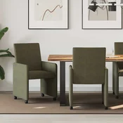 vidaXL Jedilni stoli s kolesi 2 pcs Vojaško zelena 57 x 66 x 94 cm