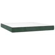 Vidaxl Vzmetnica z žepkasto vzmetjo srednje trdote temno zelena 160x220x20 cm žamet