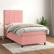 Box spring krevet s madracem ružicasti 100x200 cm baršunasti