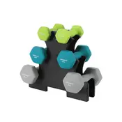 Songmics Set uteži šestkotne 2x1 kg 2x2 kg 2x3 kg zelena modra siva