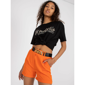 Orange elegant shorts with high waist