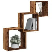 vidaXL Stenske police v obliki kocke starinski les 68x15x68cm inž. les