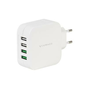 Kućni punjač VIVANCO, Fast Charging, 4x USB, bijeli