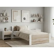 Ljubki dom Postelja IKAROS DOUBLE 90 x 200 cm, bela/hrast sonoma Posteljno dno: Brez posteljnega dna, Vzmetnica: Vzmetnica Somnia 17 cm