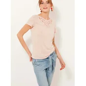 Cream T-shirt with flax CAMAIEU - Women