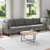 Set namještaja za dnevni boravak 4 pcs Tamnosiva Tkanina