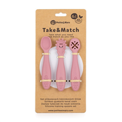 PETITE&MARS Set 3 silikonskih žličk za trening Take&Match Dusty Rose 6m+