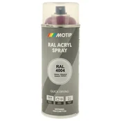Industrijski akrilni lak sprej RAL HG 400ml Motip - RAL 4004 bordo vijolična