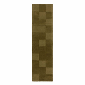 Kaki zelena rucno radena vunena staza 60x230 cm Checkerboard – Flair Rugs