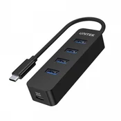 Unitek USB-C Hub H1117B, 4x USB-A 3.1, 10W