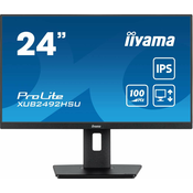 IIYAMA Monitor Iiyama 60,5 cm (23,8") XUB2492HSU-B6 1920x1080 100Hz IPS 0,4ms HDMI DisplayPort 4xUSB3.2 Pivot Zvočniki  2H sRGB99% ProLite, (21018190)